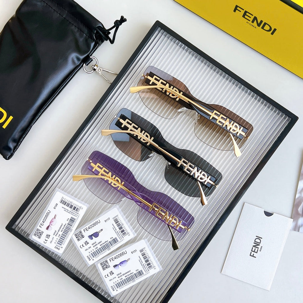 FENDI SQUARED RIMLESS VISOR SUNGLASSES FE40066U IN ACETATE AND METAL