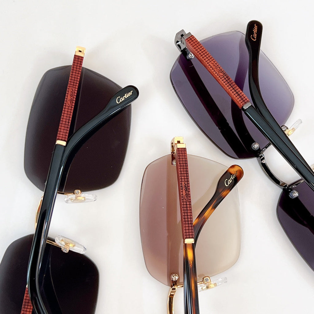 CARTIER SANTOS SQUARE FRAME SUNGLASSES CT0483S IN METAL