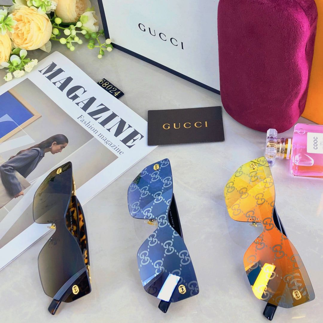 GUCCI MIRRORED BUTTERFLY FRAME SUNGLASSES 571497 IN ACETATE EMBOSSED LOGO