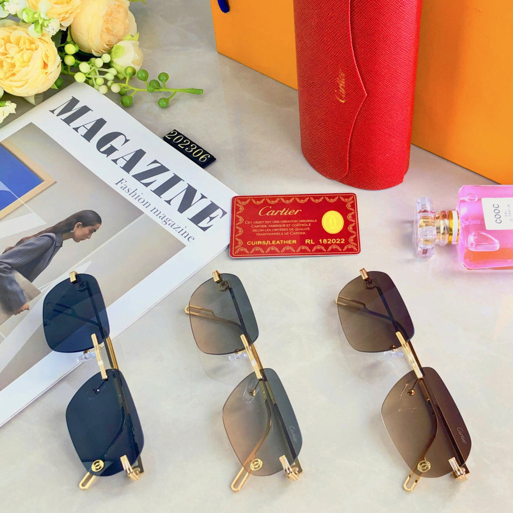 CARTIER RECTANGULAR SUNGLASSES 578002 IN METAL