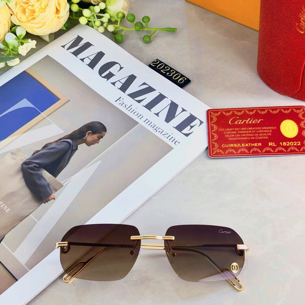 CARTIER RECTANGULAR SUNGLASSES 578002 IN METAL