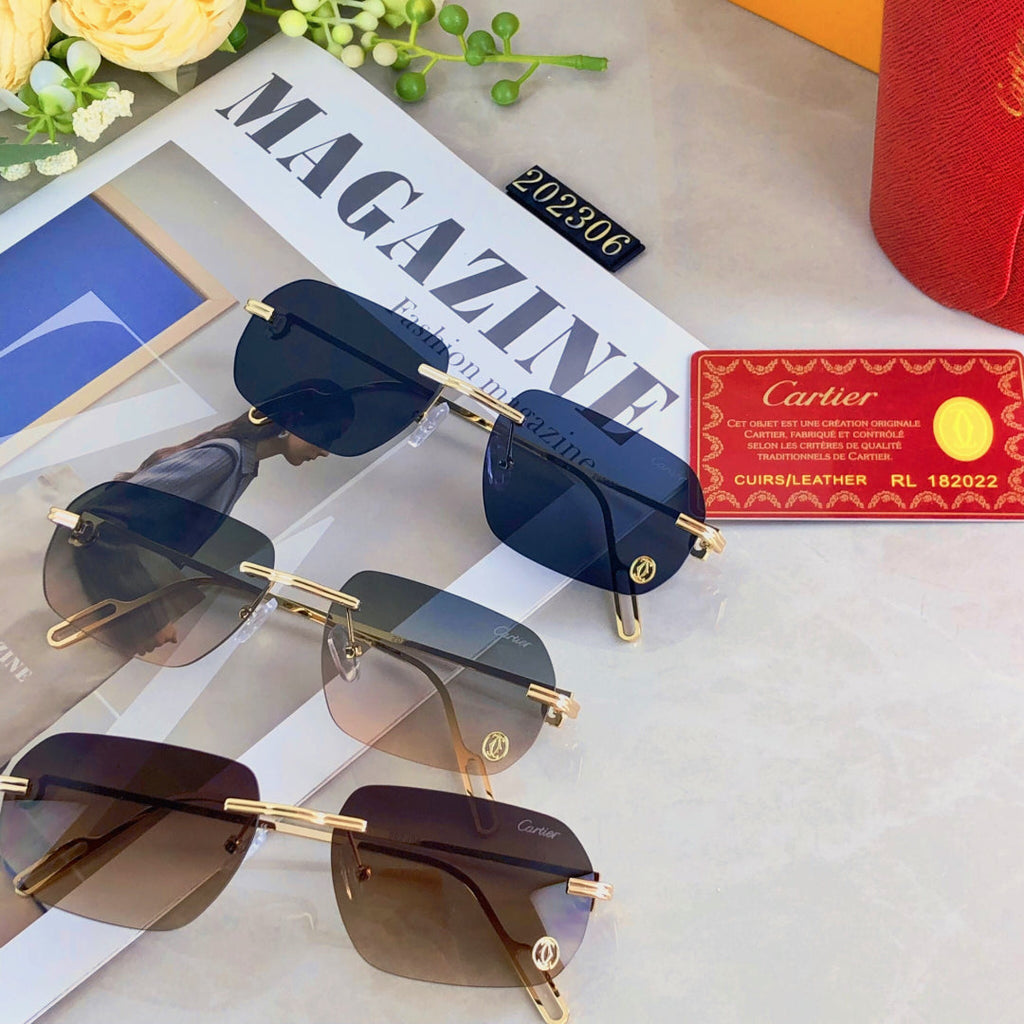 CARTIER RECTANGULAR SUNGLASSES 578002 IN METAL
