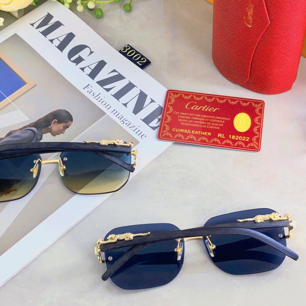 CARTIER PANTHÈRE RECTANGULAR FRAME SUNGLASSES 580762 IN METAL