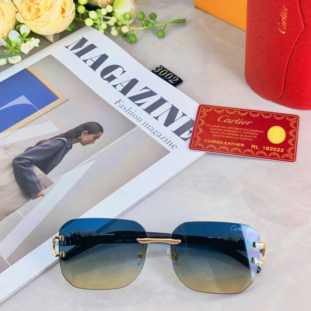 CARTIER PANTHÈRE RECTANGULAR FRAME SUNGLASSES 580762 IN METAL