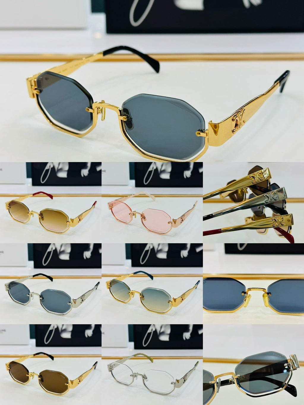 CELINE TRIOMPHE SEMI RIMLESS SUNGLASSES CL42118 IN METAL