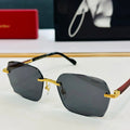 CARTIER SIGNATURE RECTANGULAR FRAME SUNGLASSES CT0483S IN METAL AND WOODEN