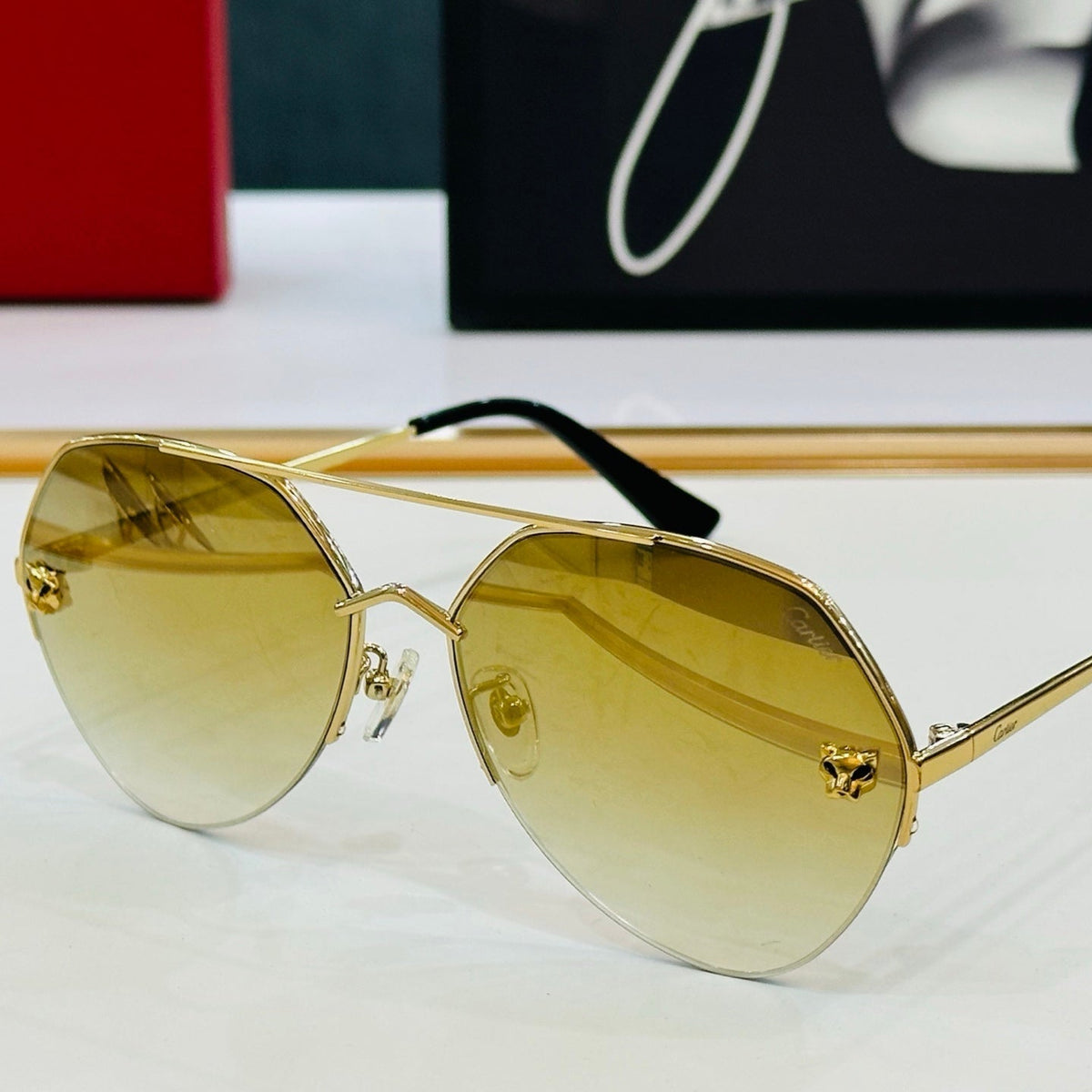 CARTIER SIGNATURE AVIATOR FRAME SUNGLASSES CT0355S IN METAL