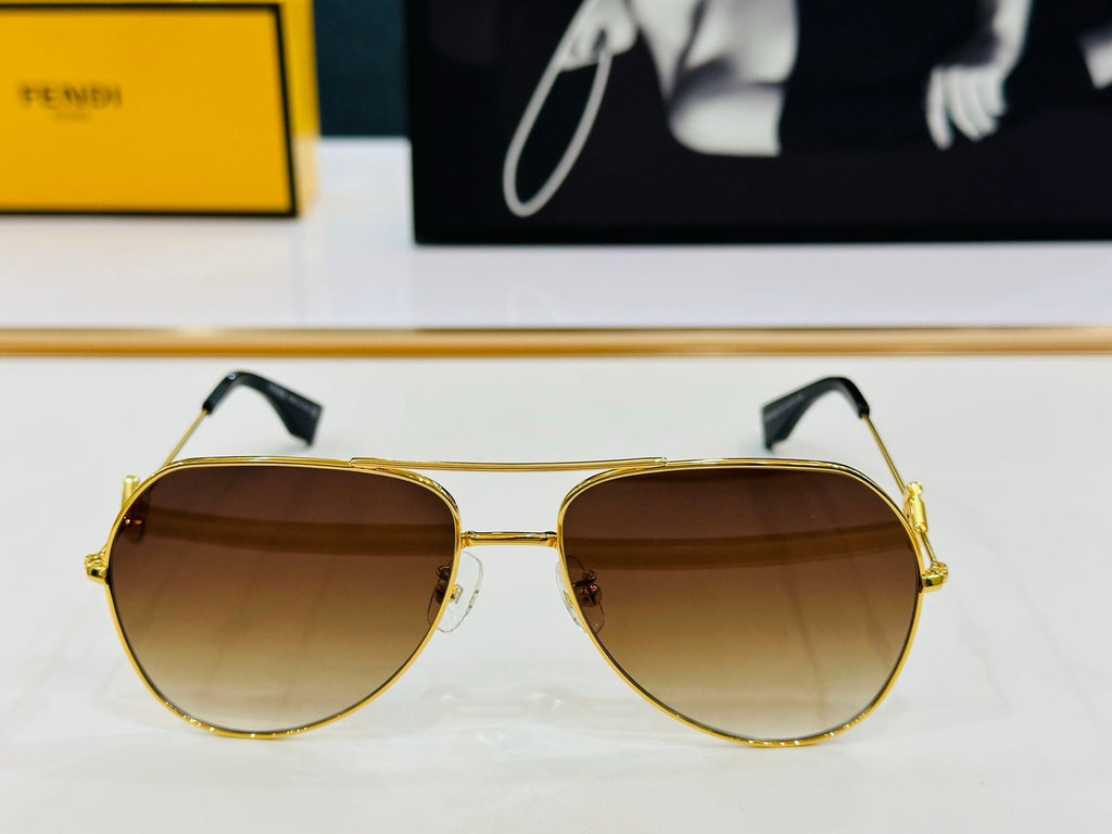 FENDI SKY AVIATOR FRAME SUNGLASSES E40150U IN METAL
