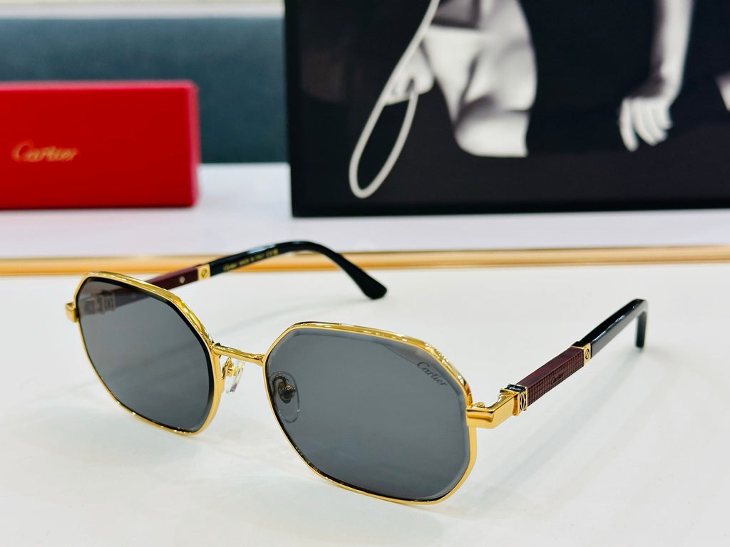 CARTIER PREMIÈRE GEOMETRIC FRAME SUNGLASSES CT0492S IN METAL