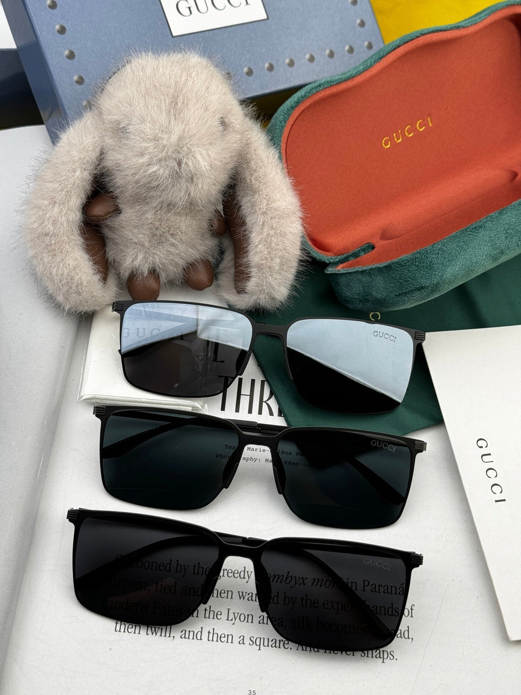 GUCCI RECTANGULAR FRAME SUNGLASSES G01810 IN METAL