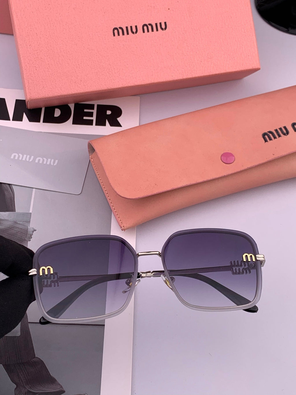 MIU MIU RUNWAY SQUARE SUNGLASSES M9407 IN METAL