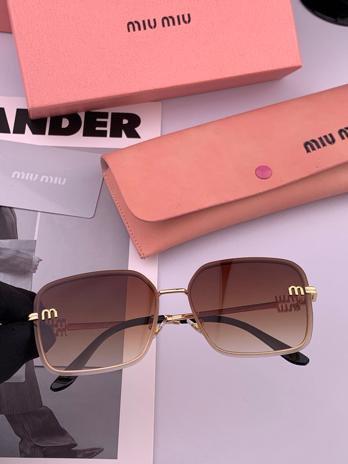 MIU MIU RUNWAY SQUARE SUNGLASSES M9407 IN METAL