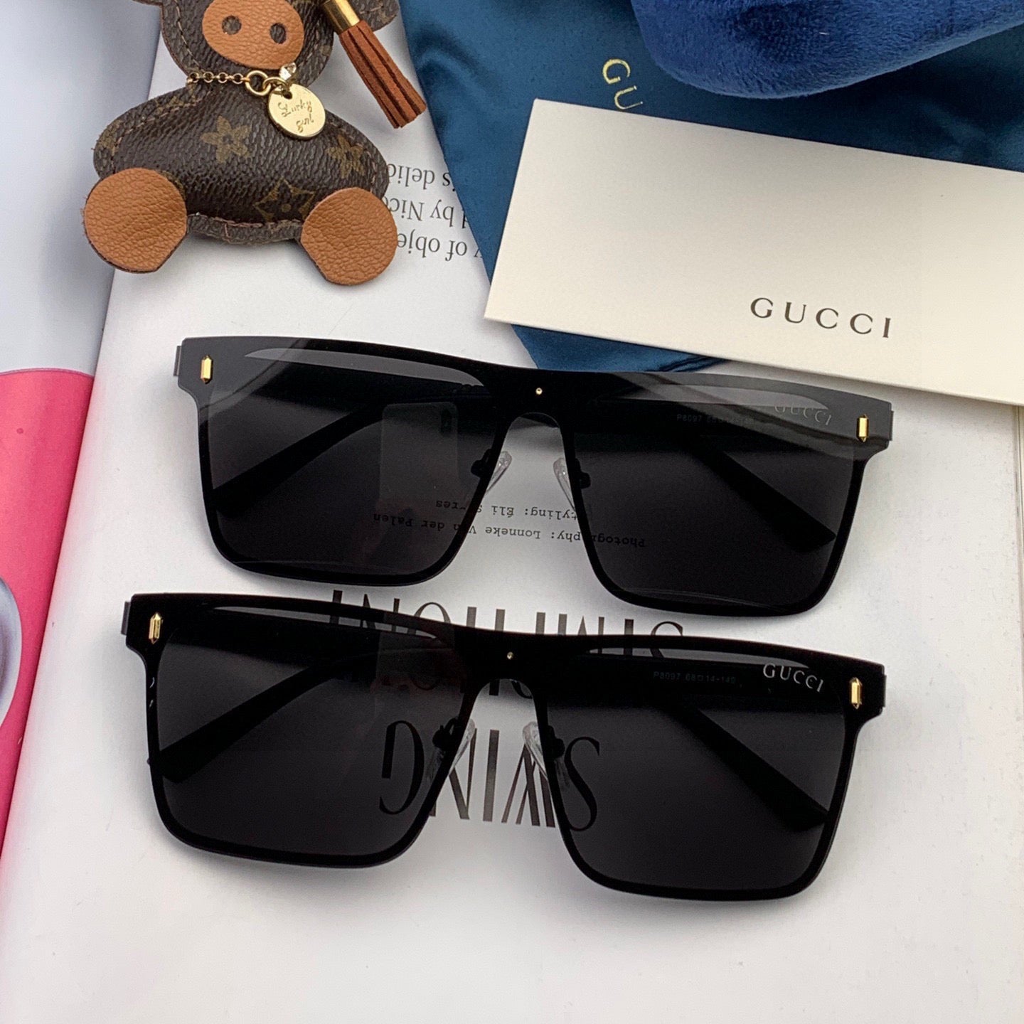 GUCCI RECTANGULAR FRAME SUNGLASSES G7809 IN METAL