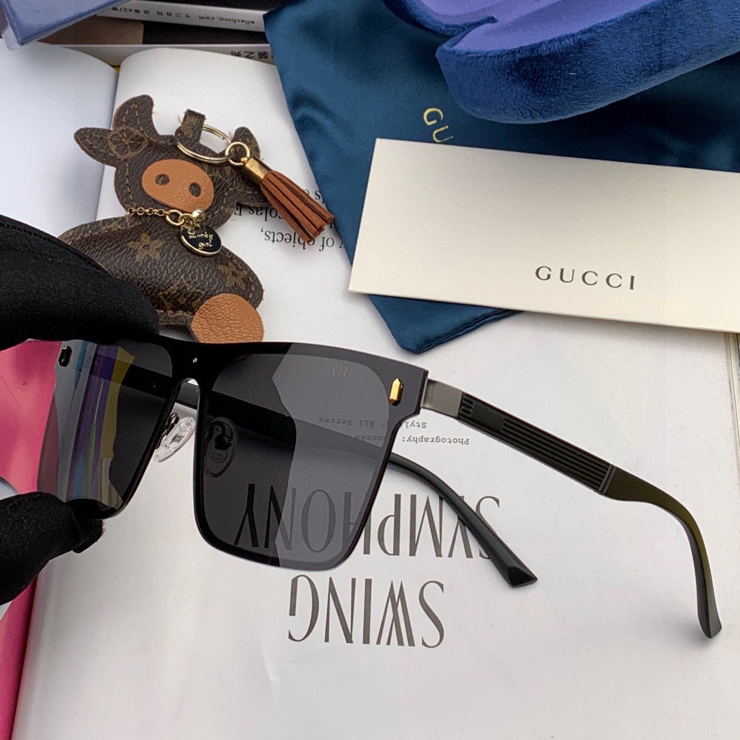 GUCCI RECTANGULAR FRAME SUNGLASSES G7809 IN METAL