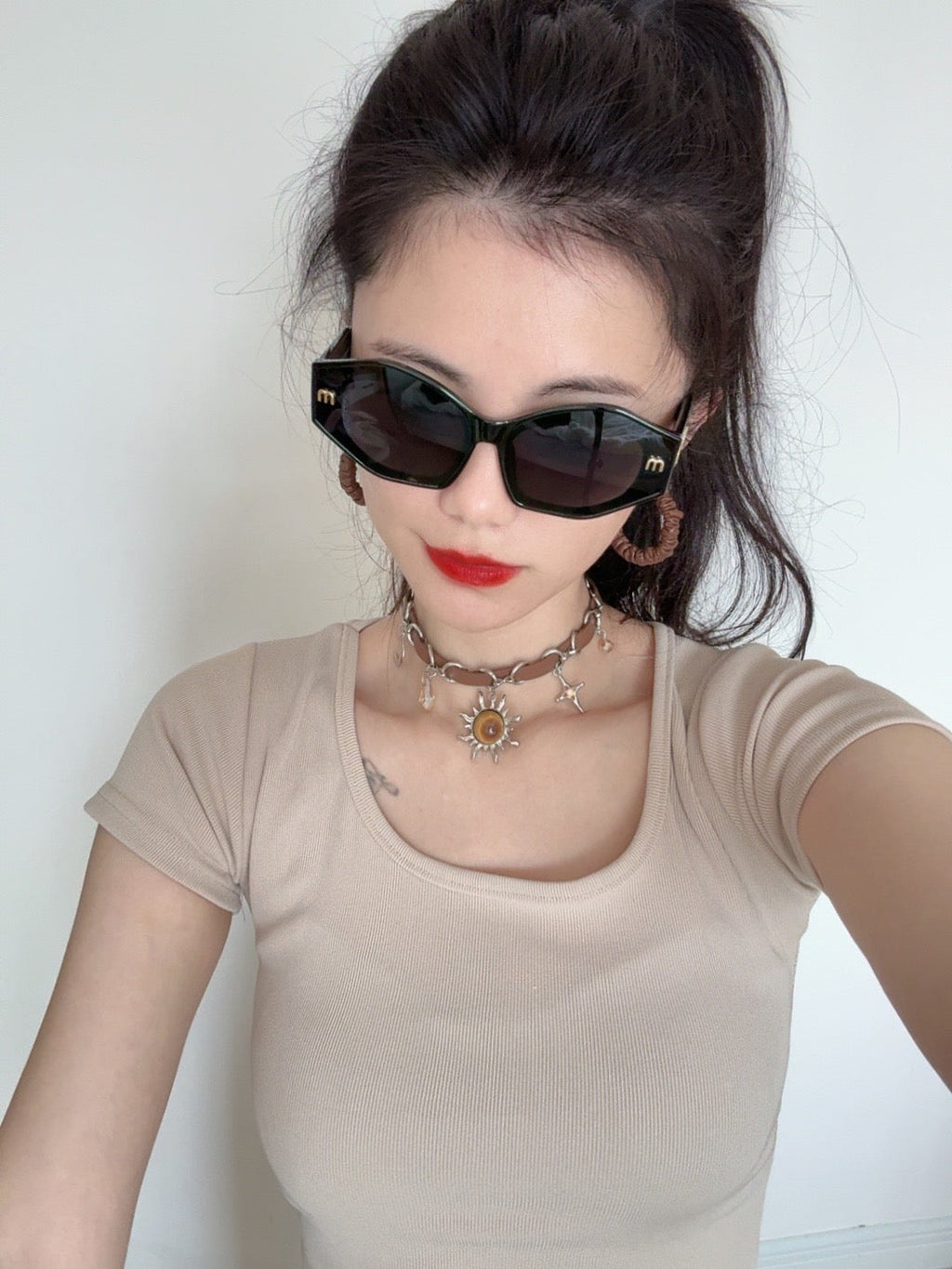 MIU MIU LOGO SUNGLASSES M7232 IN ACETATE
