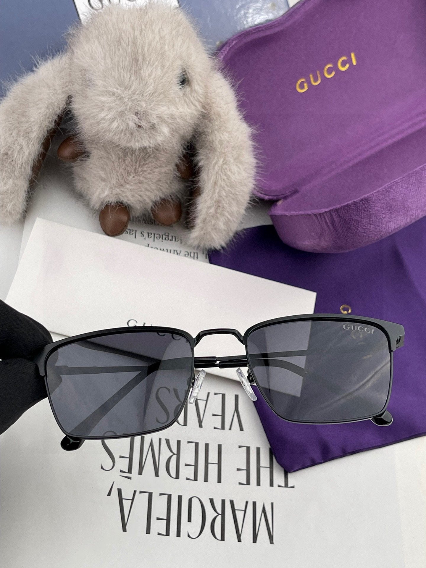 GUCCI RECTANGULAR FRAME SUNGLASSES G3370 IN ACETATE AND METAL