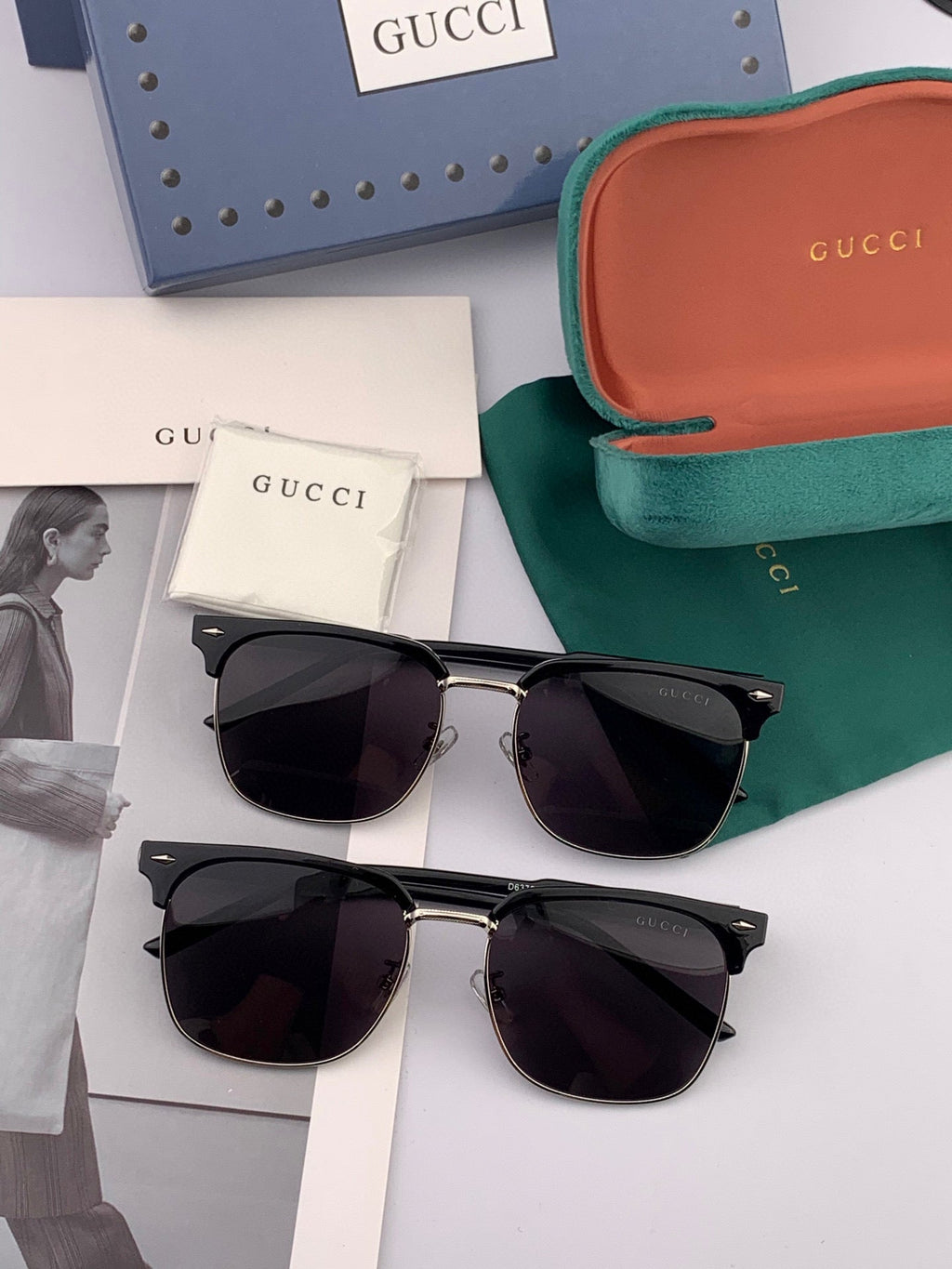 GUCCI SQUARE METAL AND ACETATE SUNGLASSES G5637
