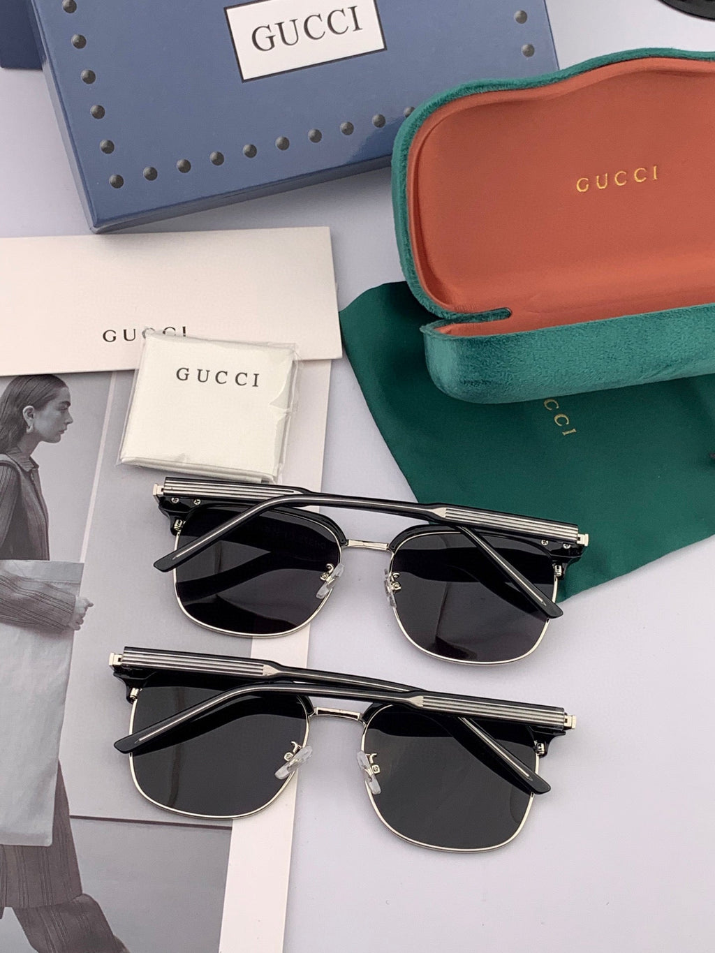GUCCI SQUARE METAL AND ACETATE SUNGLASSES G5637