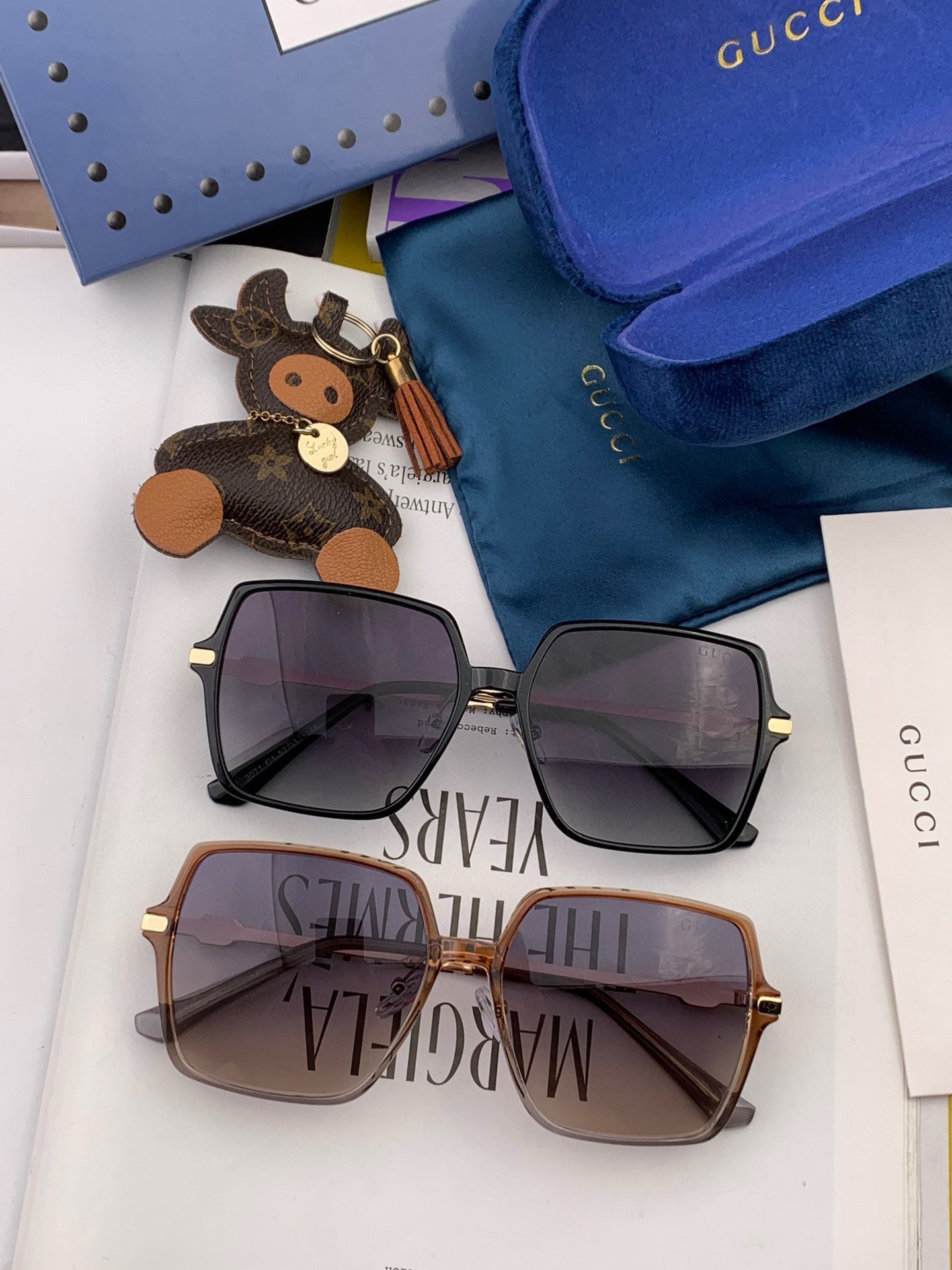 GUCCI OVERSIZED SQUARE FRAME SUNGLASSES G1307 IN ACETATE AND METAL