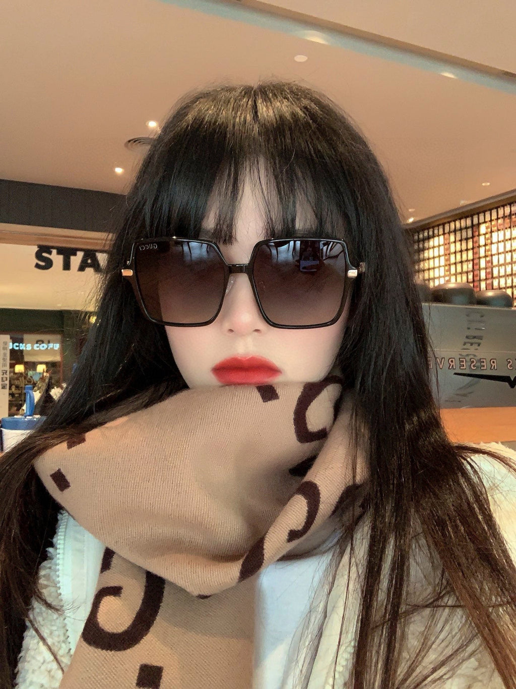 GUCCI OVERSIZED SQUARE FRAME SUNGLASSES G1307 IN ACETATE AND METAL