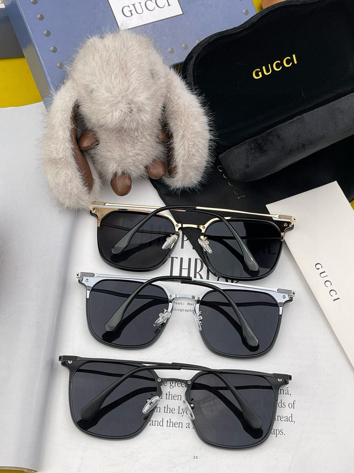 GUCCI SQUARE FRAME SUNGLASSES G81937 IN ACETATE AND METAL