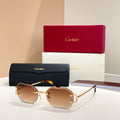 CARTIER RIMLESS GEOMETRIC FRAME SUNGLASSES CT0092O IN METAL