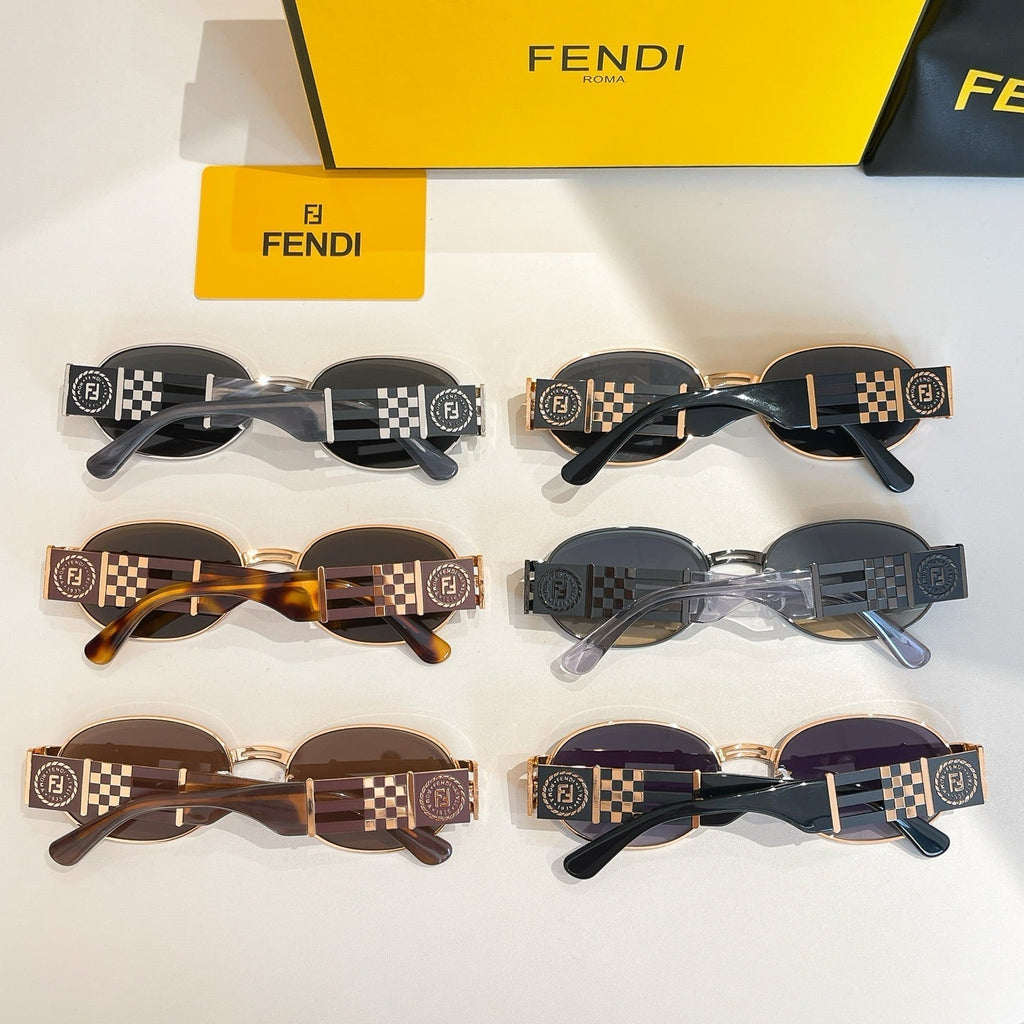 FENDI FIRST CRYSTAL OVAL FRAME SUNGLASSES 7028 IN METAL