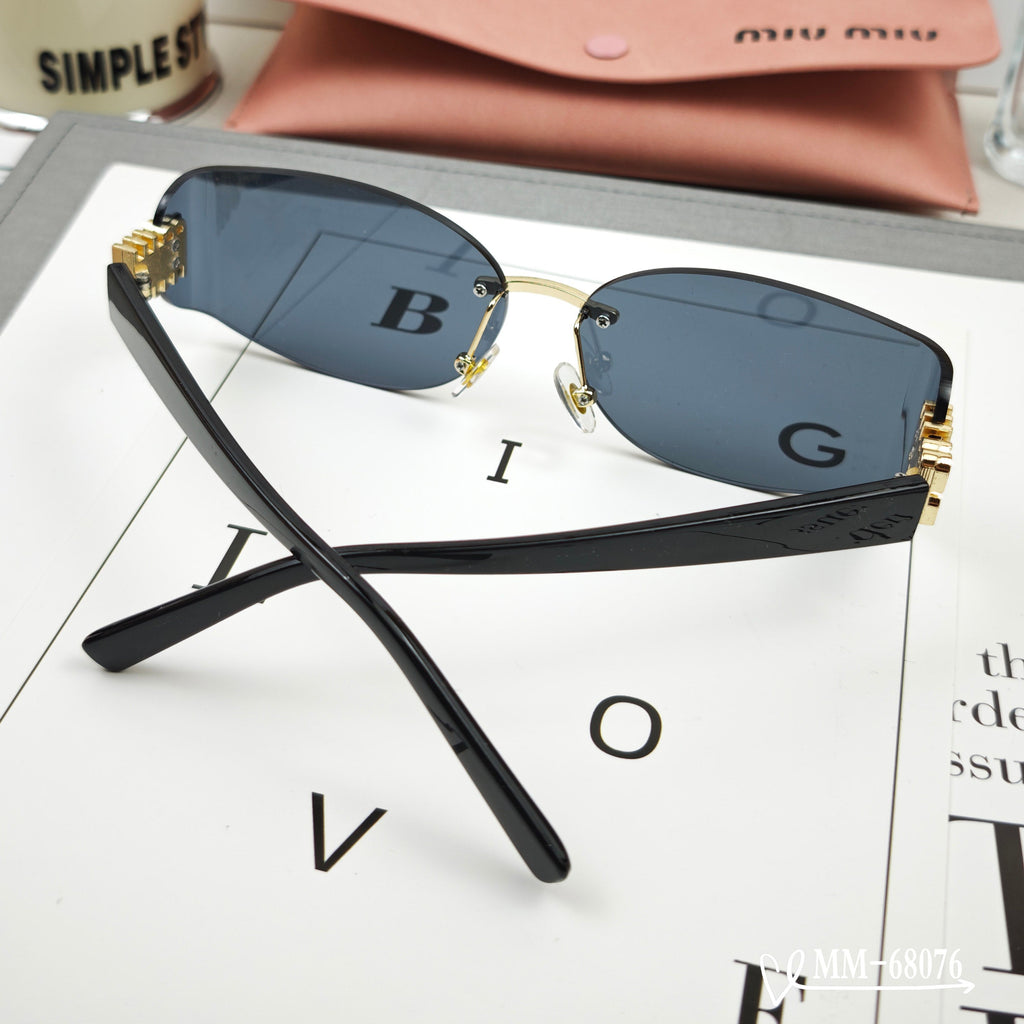 MIU MIU LOGO SUNGLASSES 68076 IN BLACK ACETATE