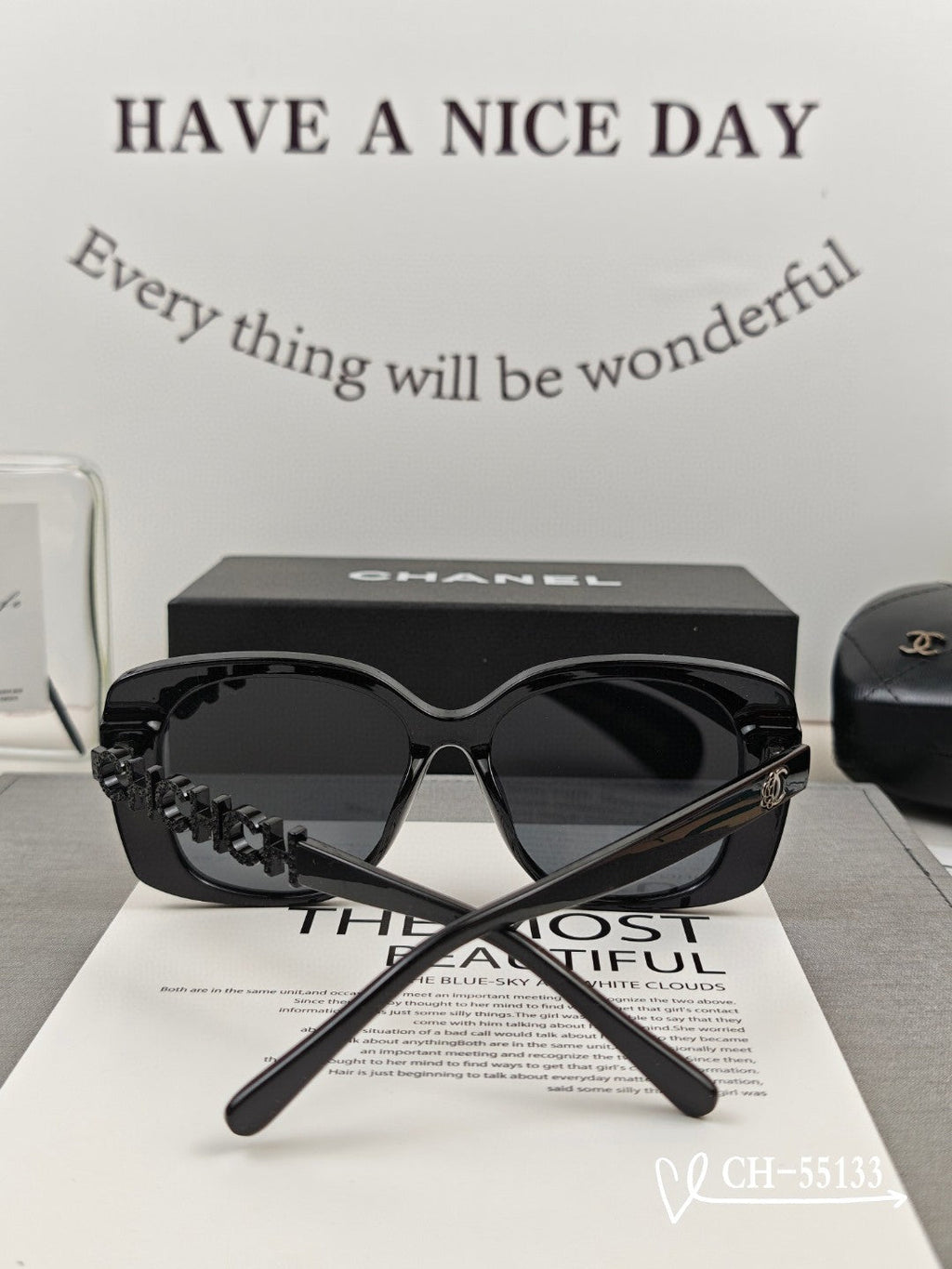 CHANEL SQUARE SUNGLASSES 55133 IN ACETATE METAL FRAME