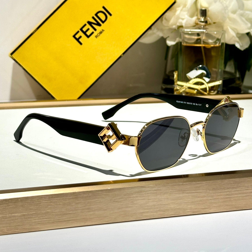 FENDI TRAVEL ROUND FRAME SUNGLASSES FE40148L IN METAL AND ACETATE