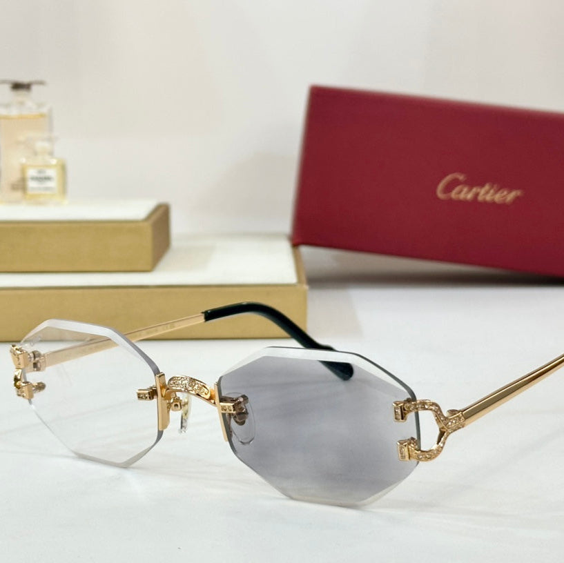 CARTIER PHOTOCHROMIC LENSES GEOMETRIC FRAME SUNGLASSES CT0581S IN METAL