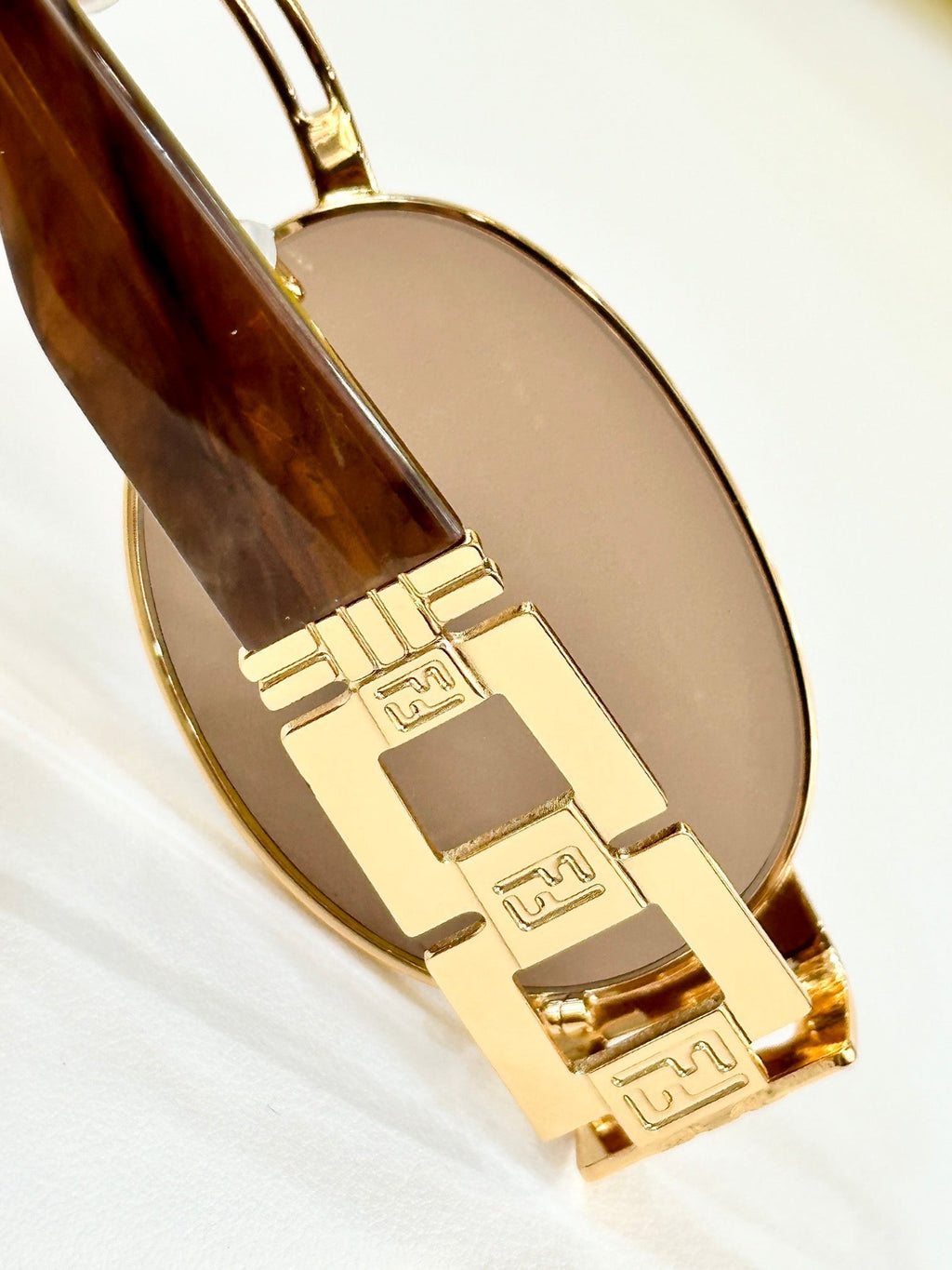 FENDI FIRST CRYSTAL OVAL FRAME SUNGLASSES 7076 IN METAL