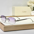 CARTIER RIMLESS ROUND FRAME SUNGLASSES CT0611S IN METAL