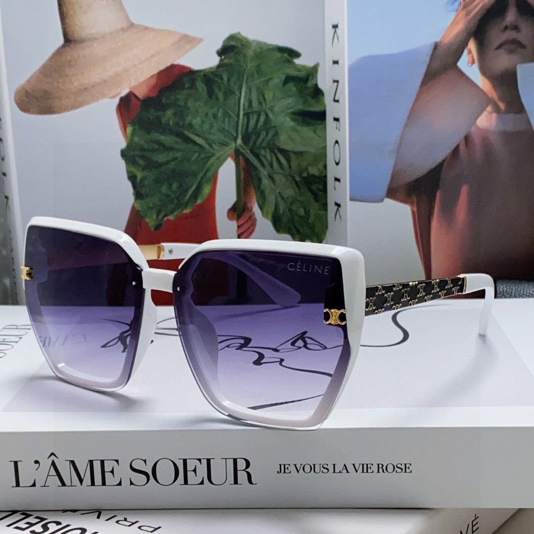 CELINE TRIOMPHE SUNGLASSES 497829 IN WHITE ACETATE EMBOSSED LOGO