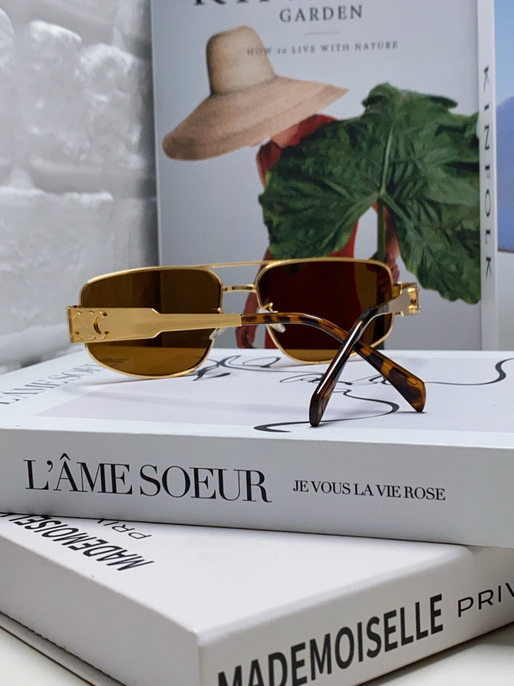 CELINE TRIOMPHE SUNGLASSES 512998 IN GOLD METAL BROWN LENSES