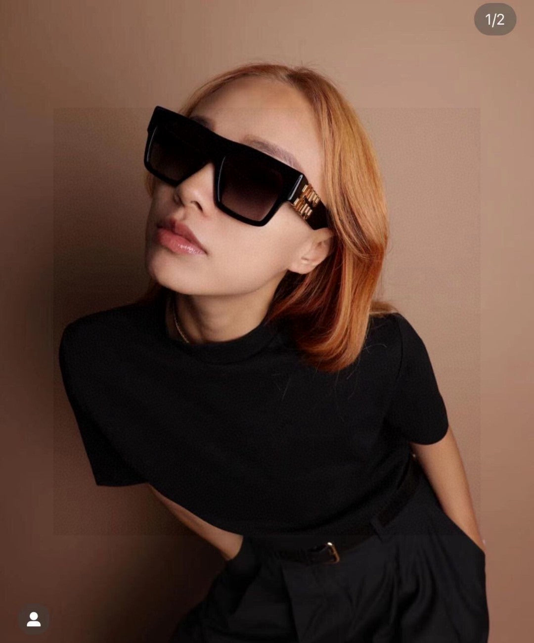 MIU MIU RUNWAY SQUARE SUNGLASSES 513010 IN BLACK ACETATE