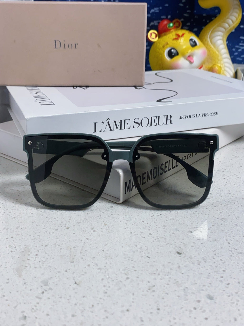 DIOR MONTAIGNE SUNGLASSES 560860 IN TAN GREEN ACETATE