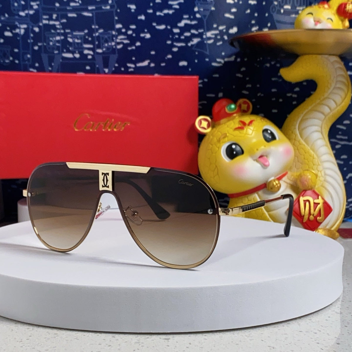 CARTIER SIGNATURE AVIATOR FRAME SUNGLASSES 563238 IN METAL