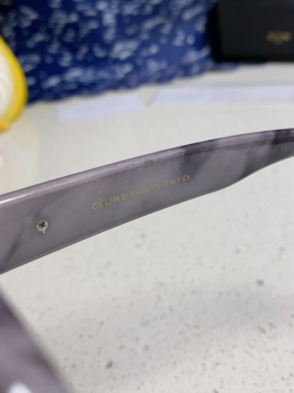CELINE TRIOMPHE SQUARE SUNGLASSES 566740 IN MARBLED EFFECT ACETATE