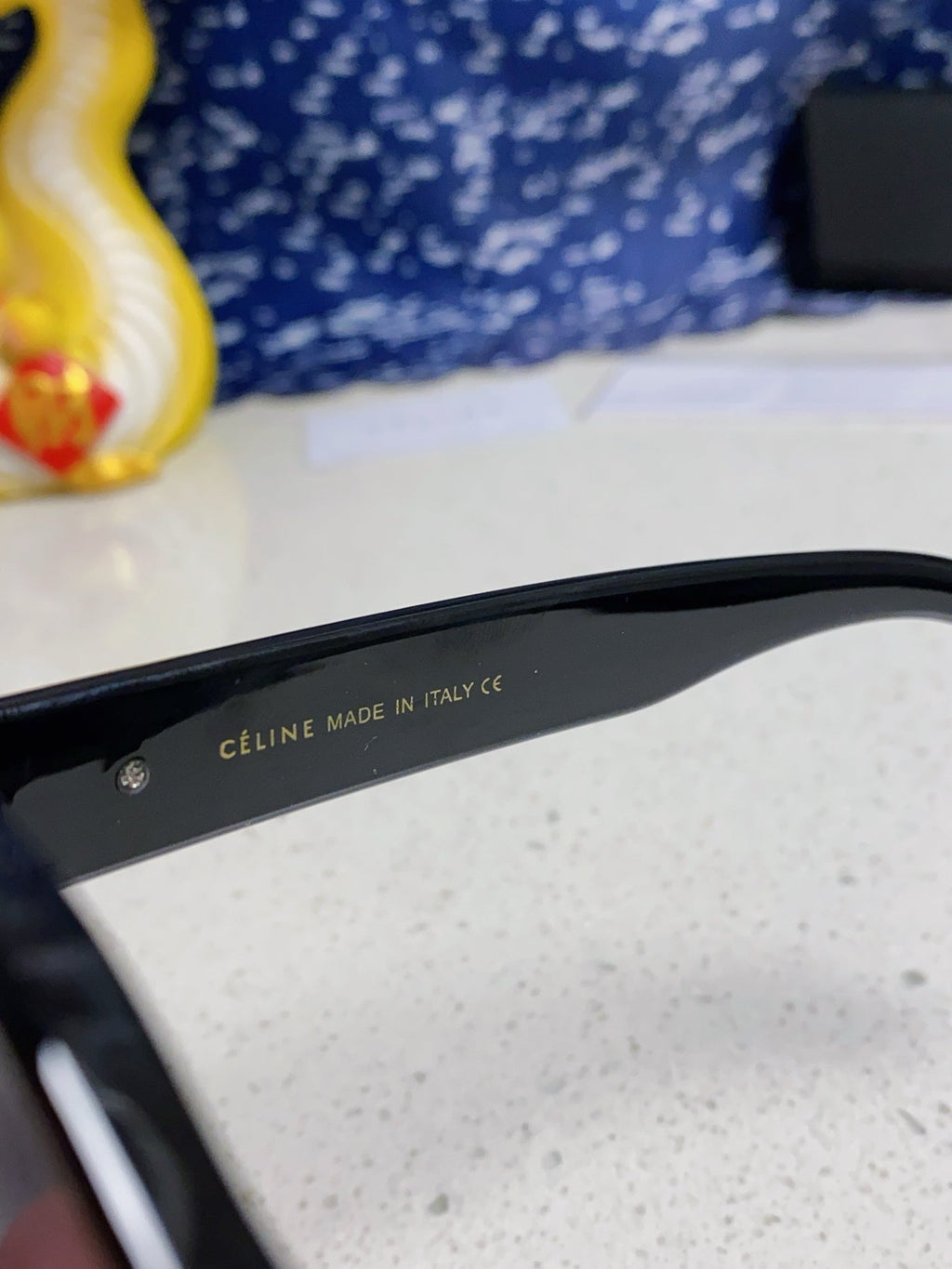CELINE TRIOMPHE SQUARE SUNGLASSES 566743 IN BLACK ACETATE GRADIENT SMOKE LENSES