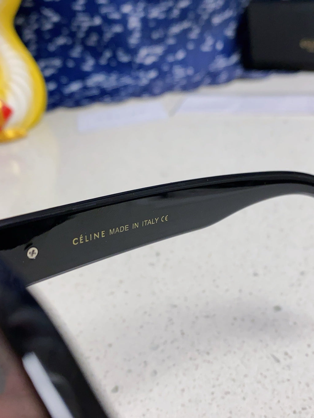CELINE TRIOMPHE SQUARE SUNGLASSES 566744 IN BLACK ACETATE