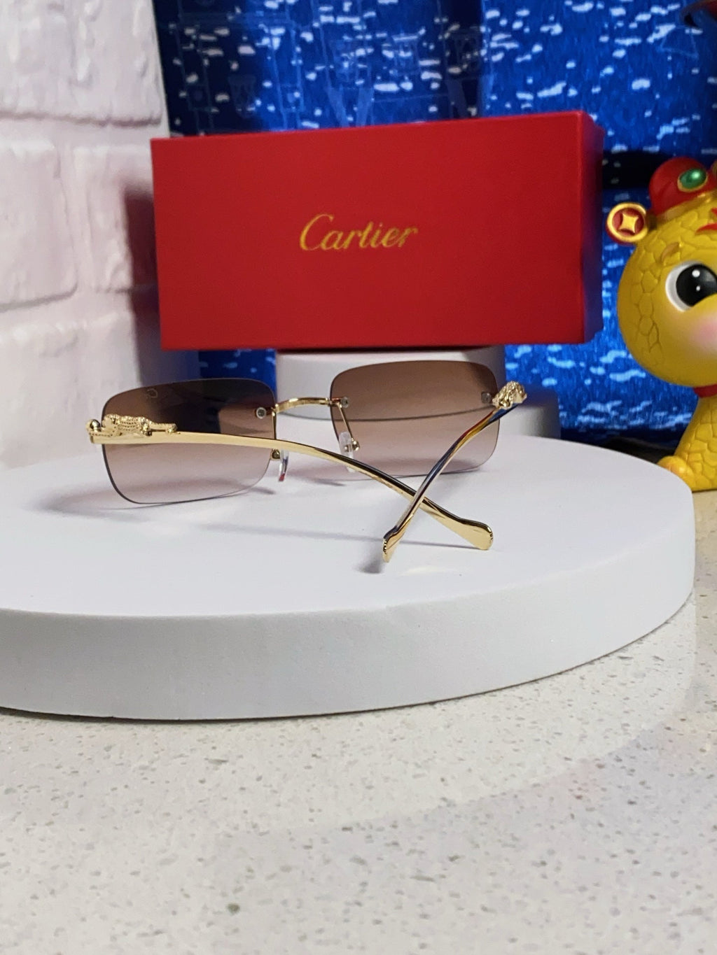 CARTIER PANTHÈRE RECTANGULAR FRAME SUNGLASSES 567503 IN METAL