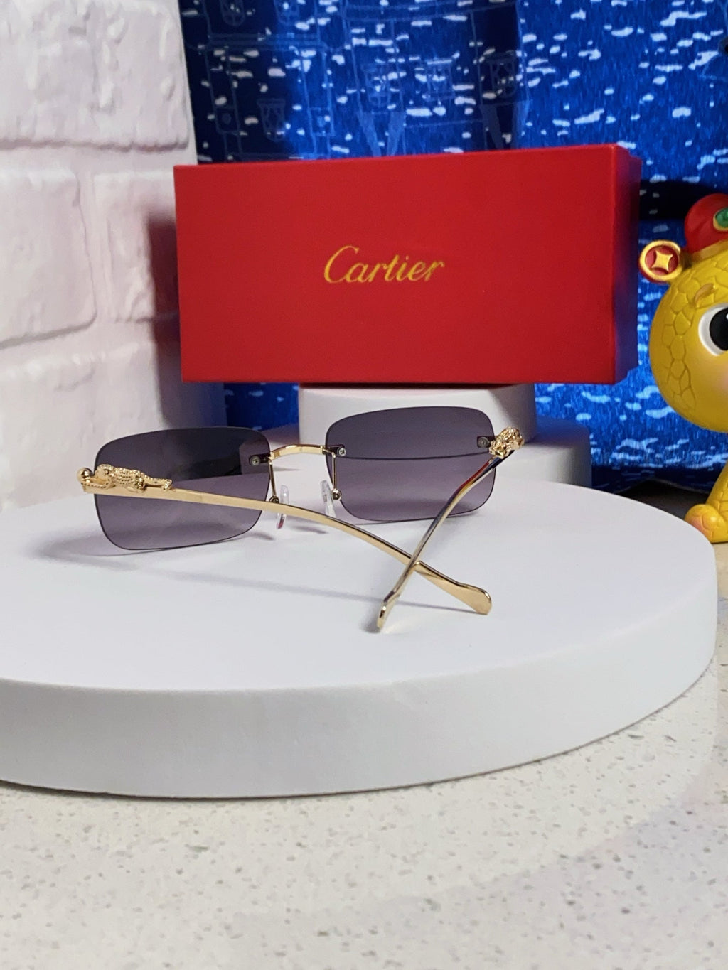 CARTIER PANTHÈRE RECTANGULAR FRAME SUNGLASSES 567503 IN METAL