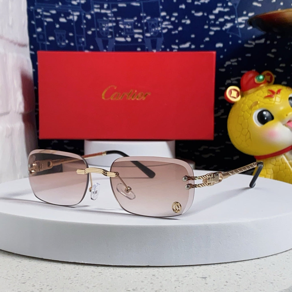 CARTIER SIGNATURE RECTANGULAR FRAME SUNGLASSES 533233 IN METAL
