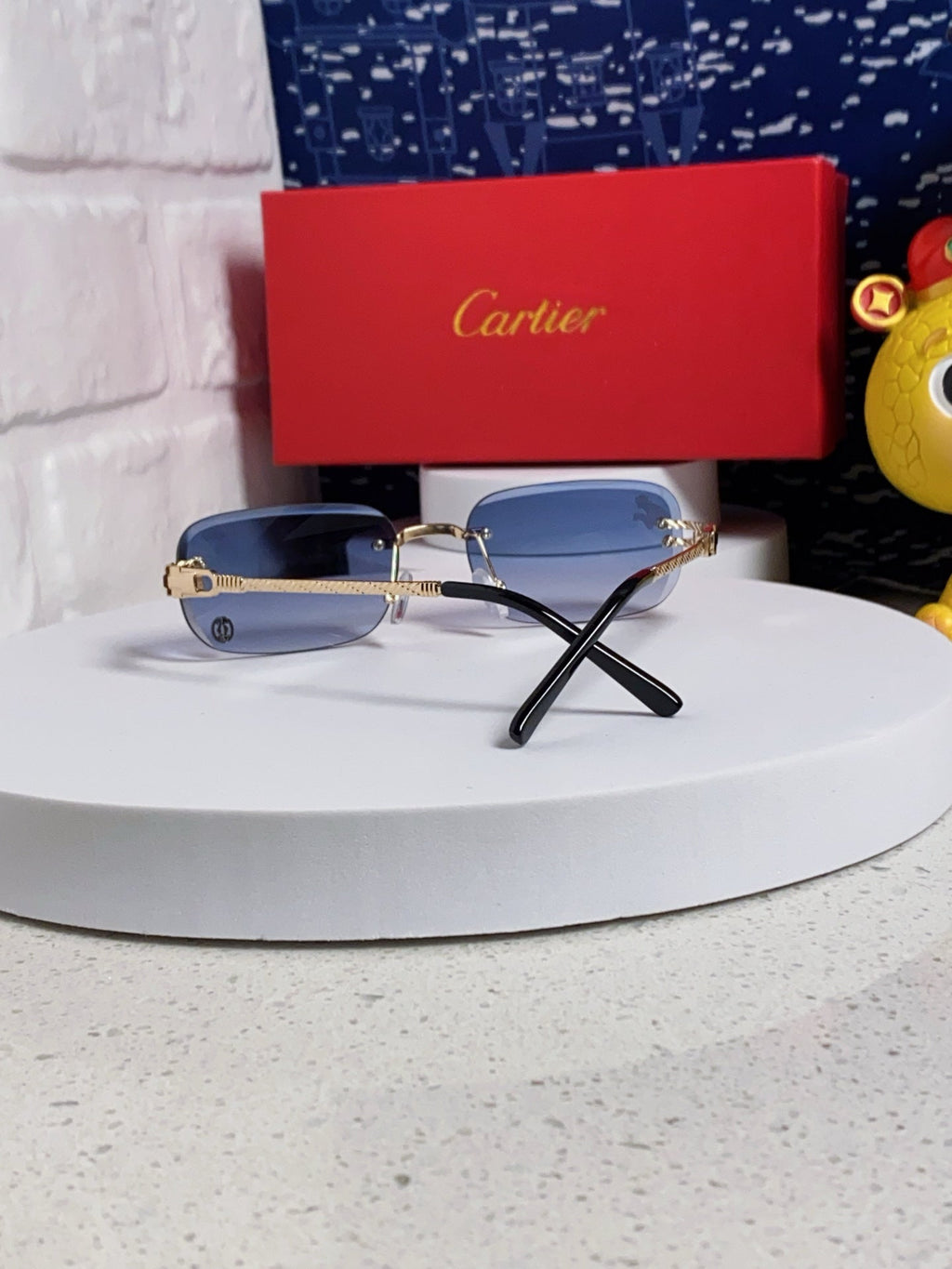CARTIER SIGNATURE RECTANGULAR FRAME SUNGLASSES 533233 IN METAL