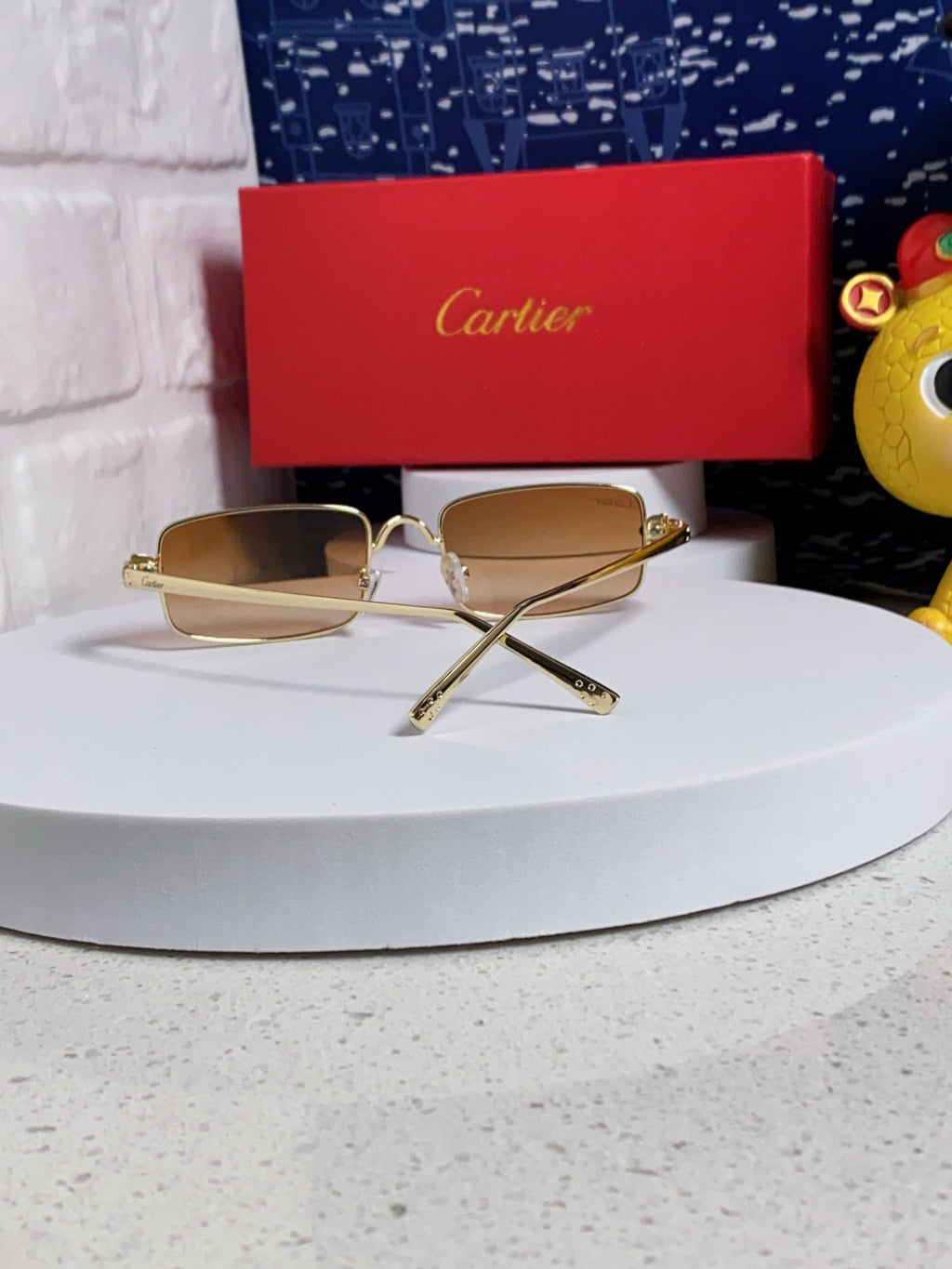 CARTIER SANTOS RECTANGULAR FRAME SUNGLASSES CT0473S IN METAL