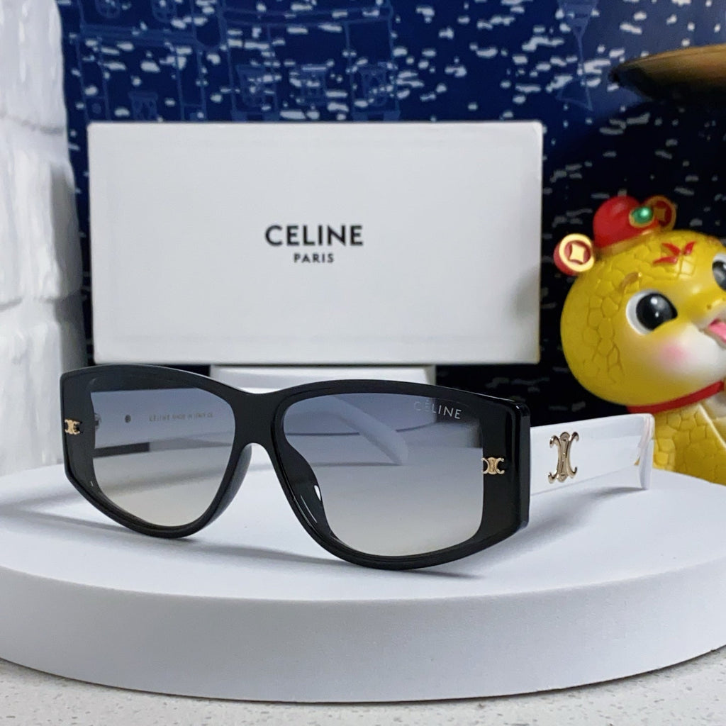 CELINE TRIOMPHE SUNGLASSES 566216 IN BLACK AND WHITE ACETATE