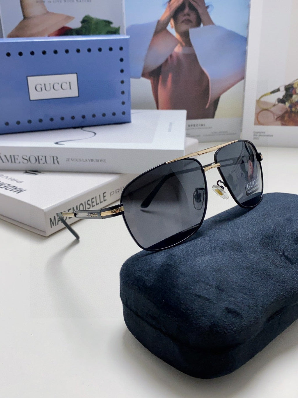 GUCCI NAVIGATOR FRAME SUNGLASSES 570256 IN METAL