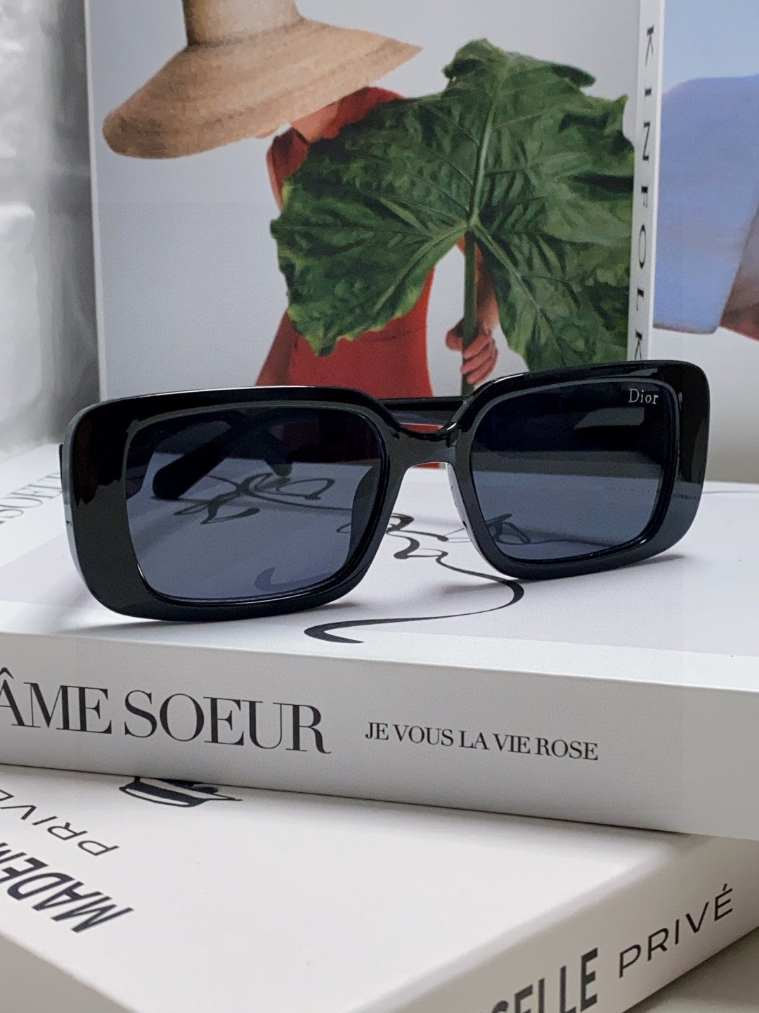 DIOR MONTAIGNE SUNGLASSES 571596 IN BLACK ACETATE TEXT LOGO