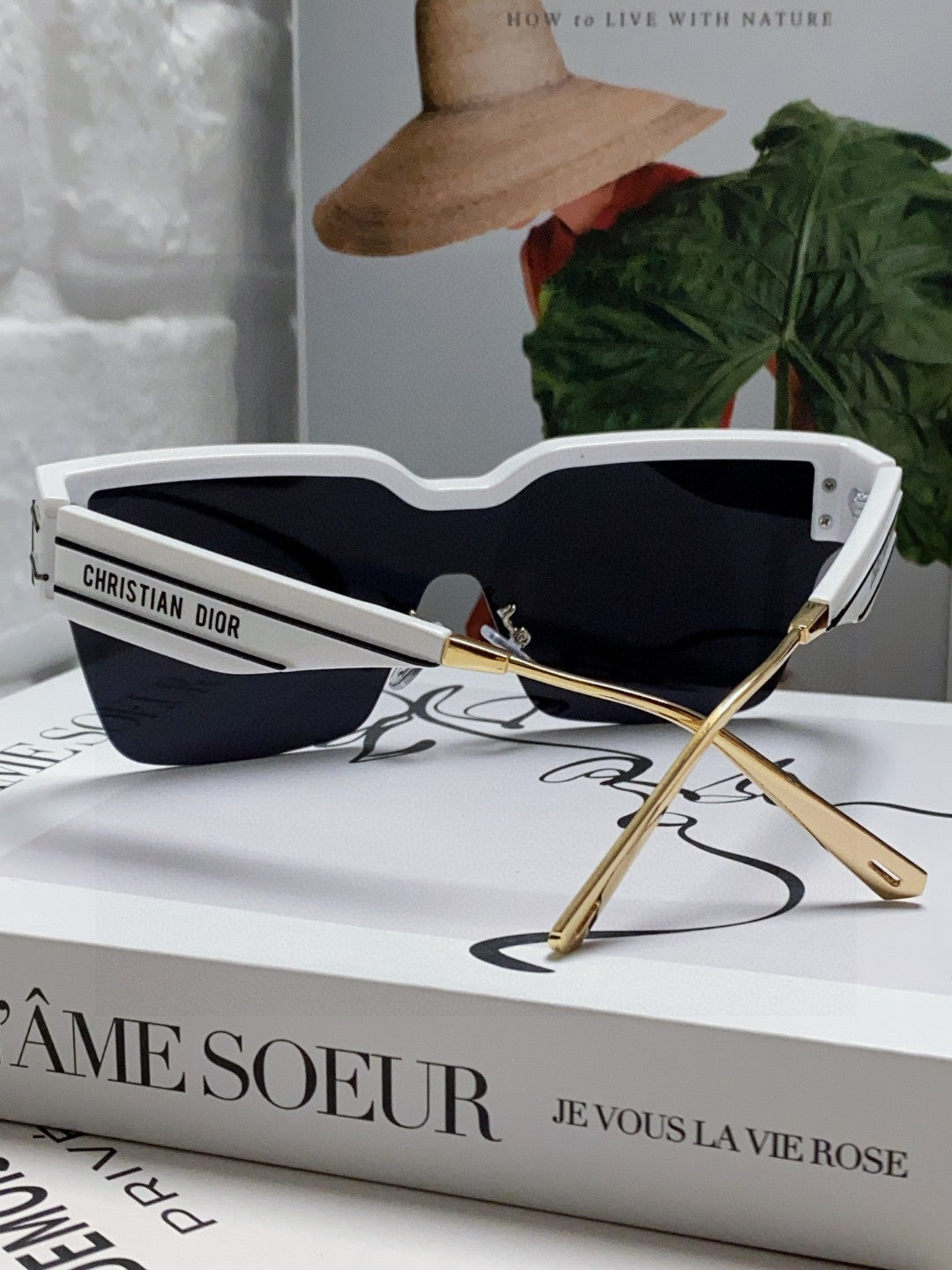 DIOR OBLIQUE SUNGLASSES 571600 IN WHITE METAL BLACK MIRROR LENSES